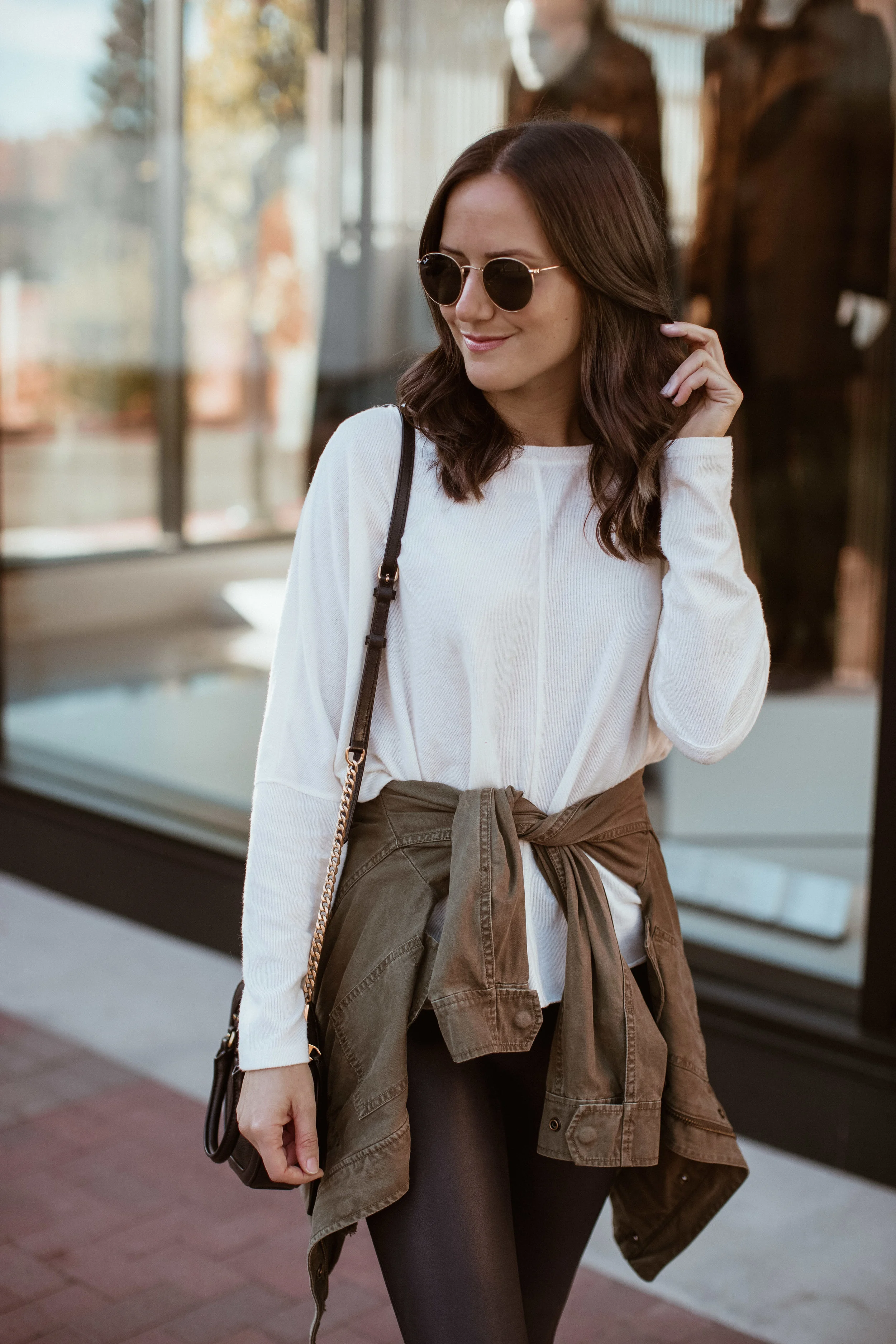 Spanx Faux Leather Leggings and Sneakers Tyler Harless